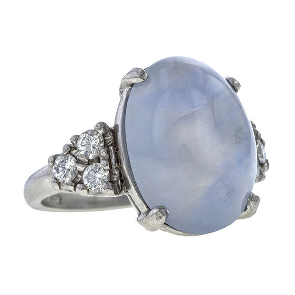 Vintage Star Sapphire & Diamond Ring sold by Doyle and Doyle an antique and vintage jewelry boutique