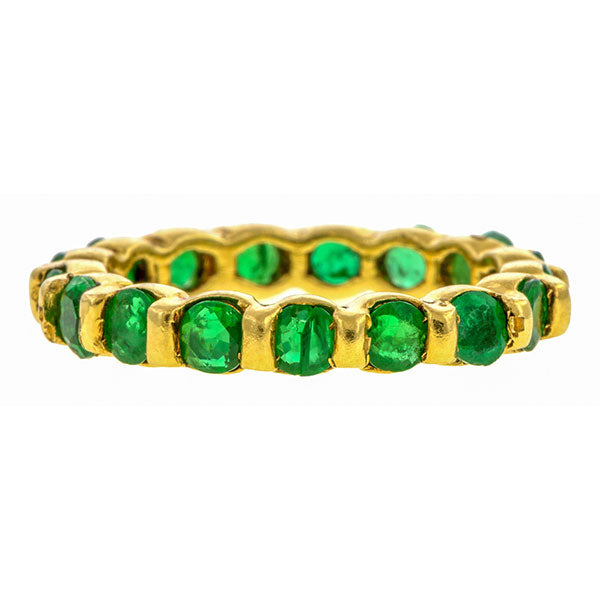 Vintage Emerald Eternity Band sold by Doyle & Doyle vintage and antique jewelry boutique.