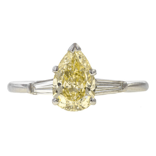 Vintage Pear Shaped Diamond Engagement Ring, 1ct. sold by Doyle & Doyle vintage and antique jewelry boutique.