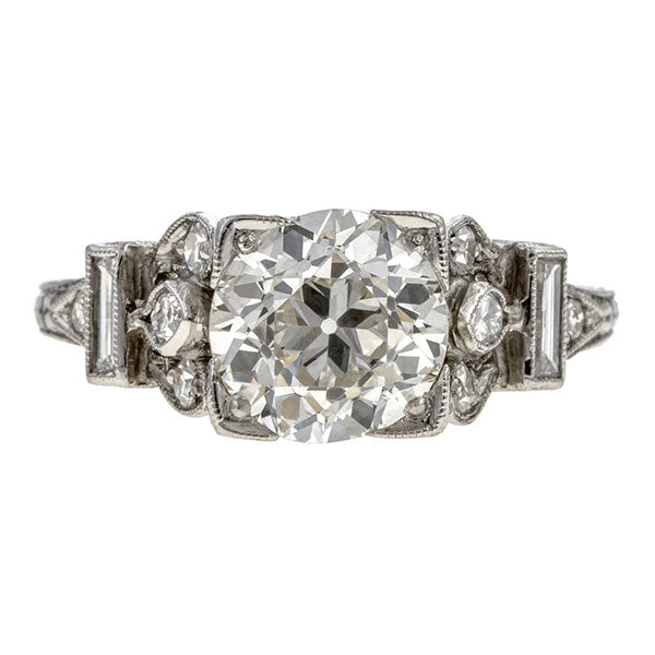 Vintage Engagement Ring, Old Euro 1.86ct. sold by Doyle & Doyle vintage and antique jewelry boutique.