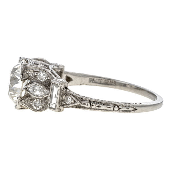 Vintage Engagement Ring, Old Euro 1.86ct. sold by Doyle & Doyle vintage and antique jewelry boutique.
