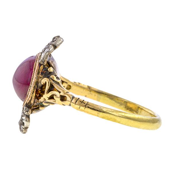 Antique Crowned Ruby & Diamond Ring sold by Doyle & Doyle a vintage and antique jewelry boutique.