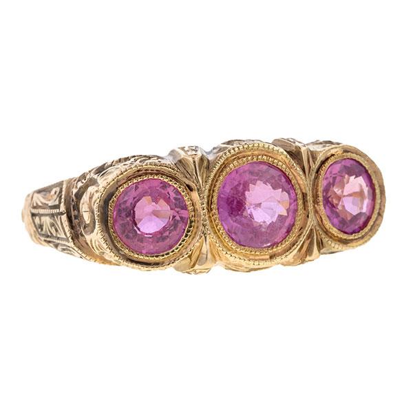 Estate Pink Sapphire Ring sold by Doyle & Doyle a vintage and antique jewelry boutique.