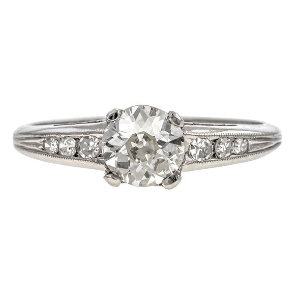 Vintage Engagement Ring, Old Euro 0.80ct. sold by Doyle & Doyle vintage and antique jewelry boutique.