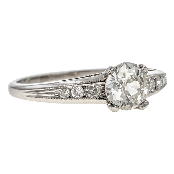 Vintage Engagement Ring, Old Euro 0.80ct. sold by Doyle & Doyle vintage and antique jewelry boutique.