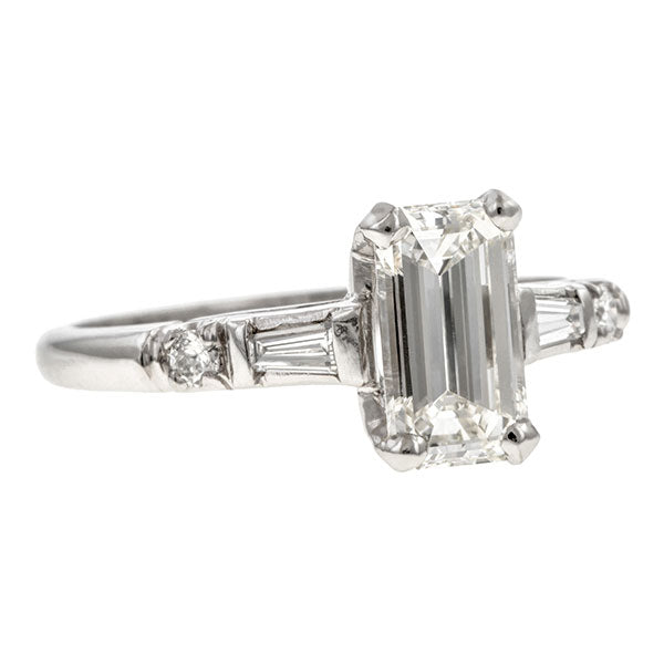 Vintage Engagement Ring, Emerald Cut 1.11ct.