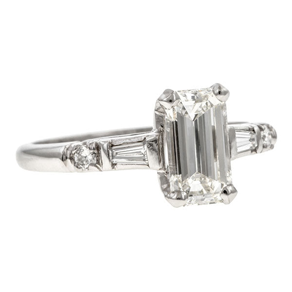Vintage Engagement Ring, Emerald Cut 1.11ct. sold by Doyle & Doyle vintage and antique jewelry boutique.