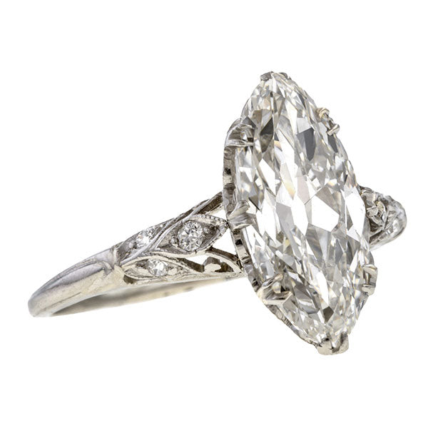 Vintage Marquise Cut Diamond Engagement Ringm 3.05ct. sold by Doyle & Doyle vintage and antique jewelry boutique.