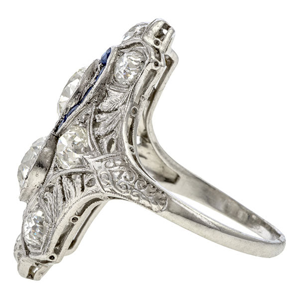 Art Deco Toi et Moi Dinner Ring, Circular 1.10, Euro 1.03 sold by Doyle & Doyle vintage and antique jewelry boutique.