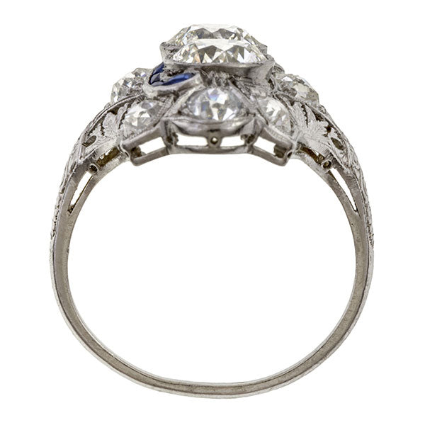 Art Deco Toi et Moi Dinner Ring, Circular 1.10, Euro 1.03 sold by Doyle & Doyle vintage and antique jewelry boutique.