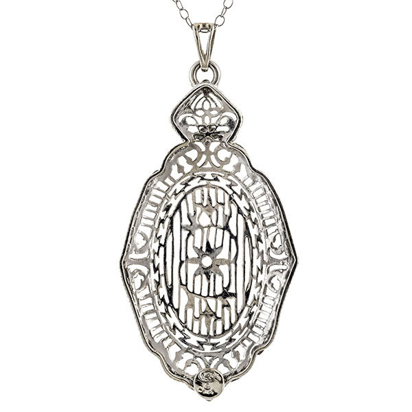 Vintage Filigree Pendant sold by Doyle & Doyle vintage and antique jewelry boutique.