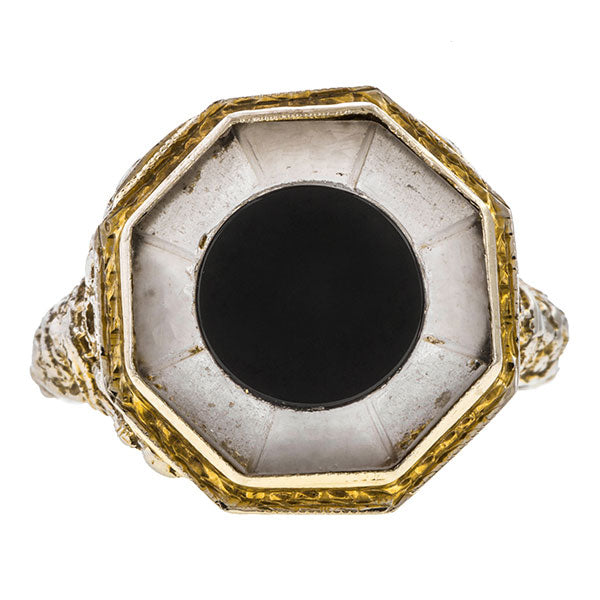 Onyx & Rock Crystal Ring sold by Doyle & Doyle vintage and antique jewelry boutique.