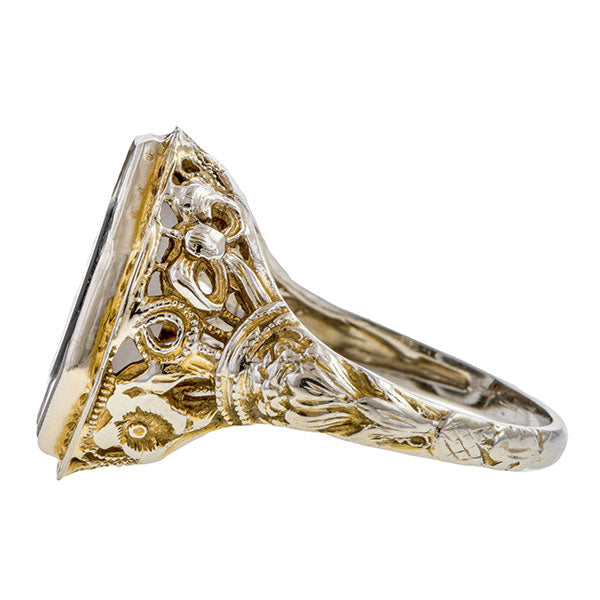 Onyx & Rock Crystal Ring sold by Doyle & Doyle vintage and antique jewelry boutique.