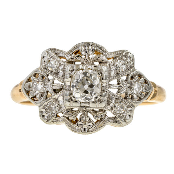 Art Deco Diamond Ring, Old Mine 0.25ct. sold by Doyle & Doyle vintage and antique jewelry boutique.