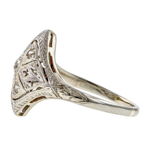 Art Deco Filigree Diamond Ring sold by Doyle & Doyle vintage and antique jewelry boutique.