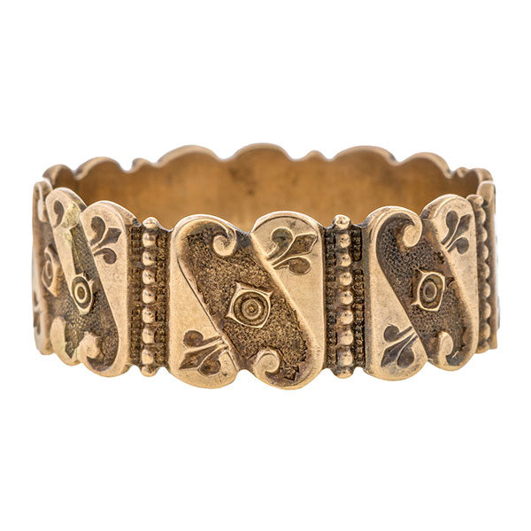 Antique Patterned Wedding Band sold by Doyle & Doyle vintage and antique jewelry boutique.
