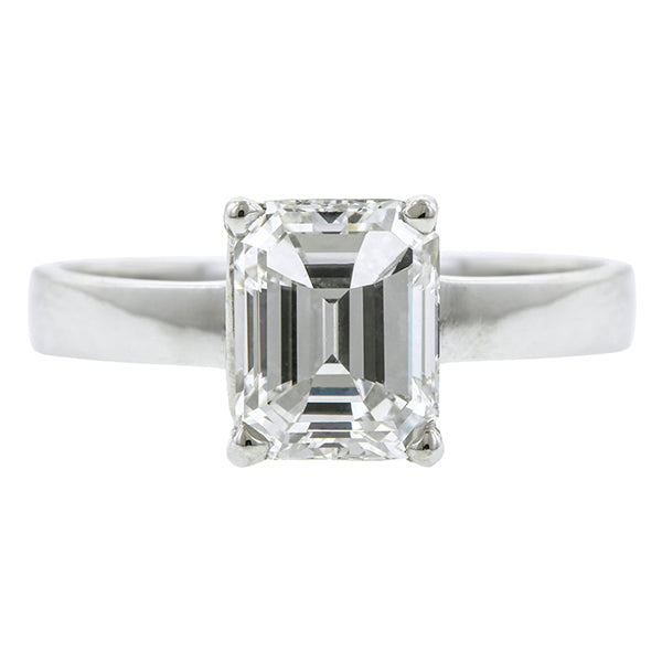 Solitaire Diamond Engagement Ring, Emerald cut; 1.70ct:: Doyle & Doyle