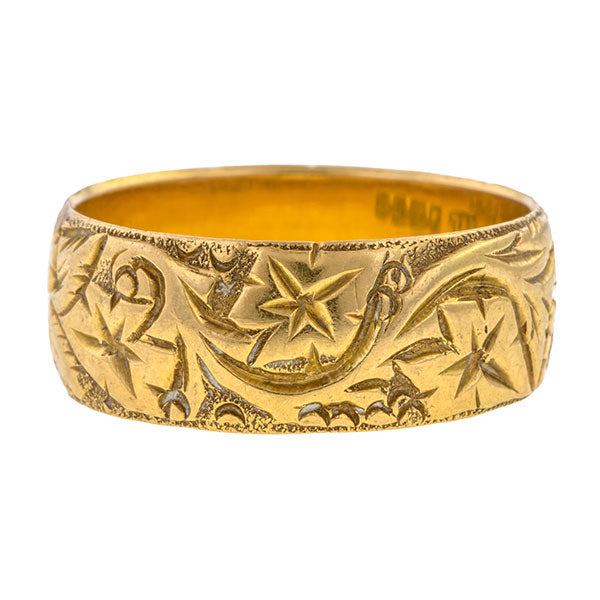 Antique Patterned Wedding Band sold by Doyle & Doyle vintage and antique jewelry boutique.