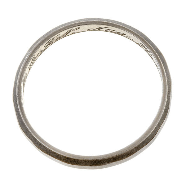 Vintage Platinum Wedding Band sold by Doyle & Doyle vintage and antique jewelry boutique.