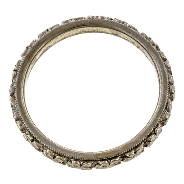 Vintage Patterned Wedding Band, White Gold sold by Doyle & Doyle vintage and antique jewelry boutique.