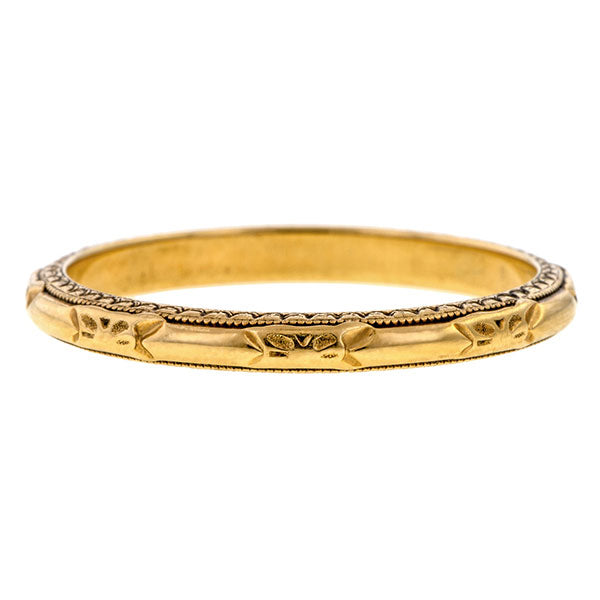Vintage Patterned Wedding Band sold by Doyle & Doyle vintage and antique jewelry boutique.