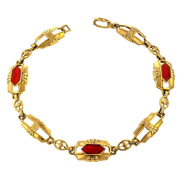 Vintage Carnelian Bracelet sold by Doyle & Doyle vintage and antique jewelry boutique.