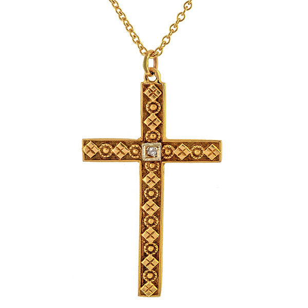 Antique Diamond Cross Pendant sold by Doyle & Doyle vintage and antique jewelry boutique.