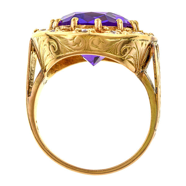 Antique Amethyst & Diamond Ring sold by Doyle & Doyle vintage and antique jewelry boutique.