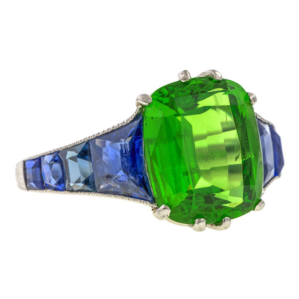 Estate Tsavorite & Sapphire Ring sold by Doyle & Doyle vintage and antique jewelry boutique.