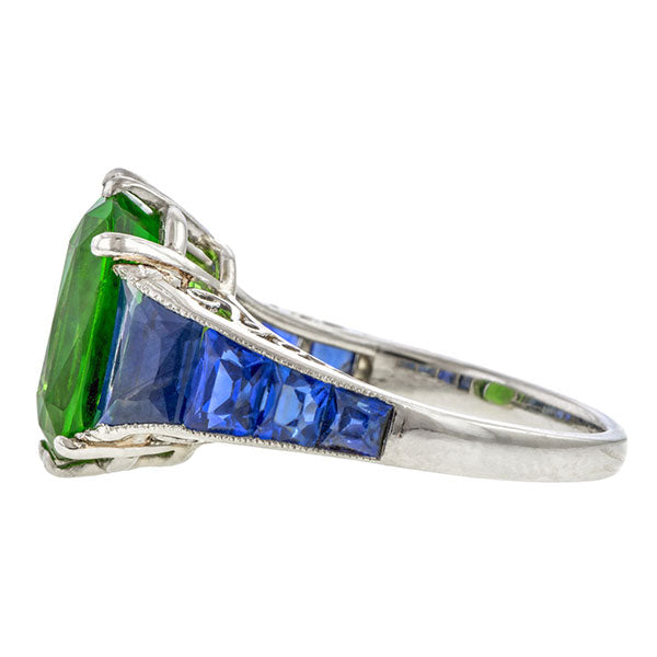 Estate Tsavorite & Sapphire Ring sold by Doyle & Doyle vintage and antique jewelry boutique.