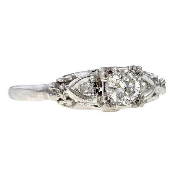 Art Deco Diamond Engagement Ring in 18k white gold, from Doyle & Doyle vintage and antique jewelry boutique.
