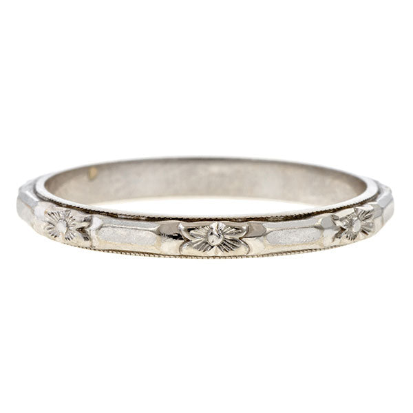 Art Deco Patterned Wedding Band sold by Doyle & Doyle vintage and antique jewelry boutique.
