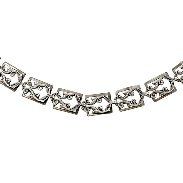Vintage Silver Fancy Link Chain sold by Doyle & Doyle vintage and antique jewelry boutique.