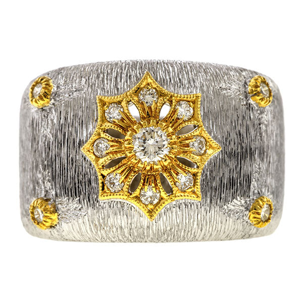 Vintage Diamond Wide Band sold by Doyle and Doyle an antique and vintage jewelry boutique.