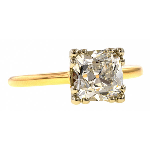 Vintage Solitaire Engagement Ring, Cushion 1.55ct. sold by Doyle & Doyle vintage and antique jewelry boutique.