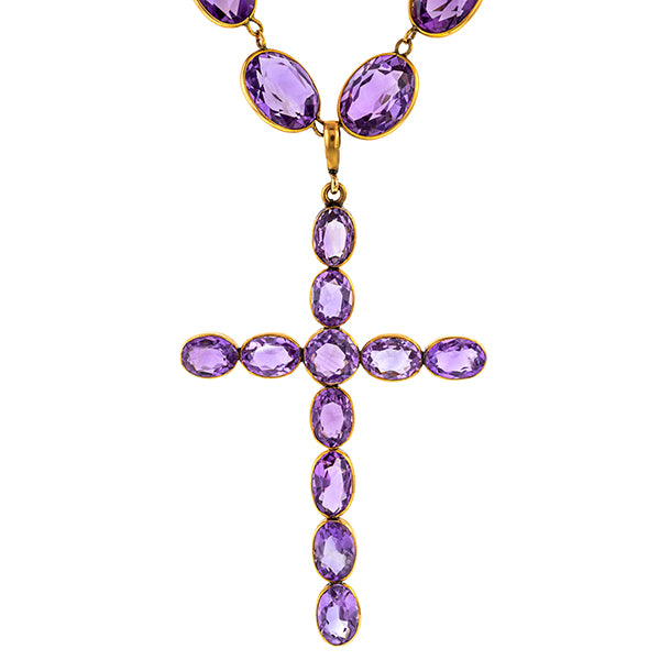 Victorian Amethyst Necklace with Cross