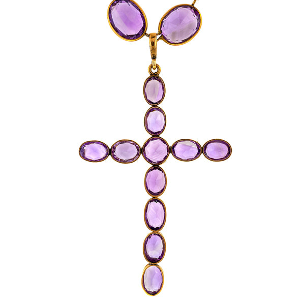 Victorian Amethyst Necklace with Cross