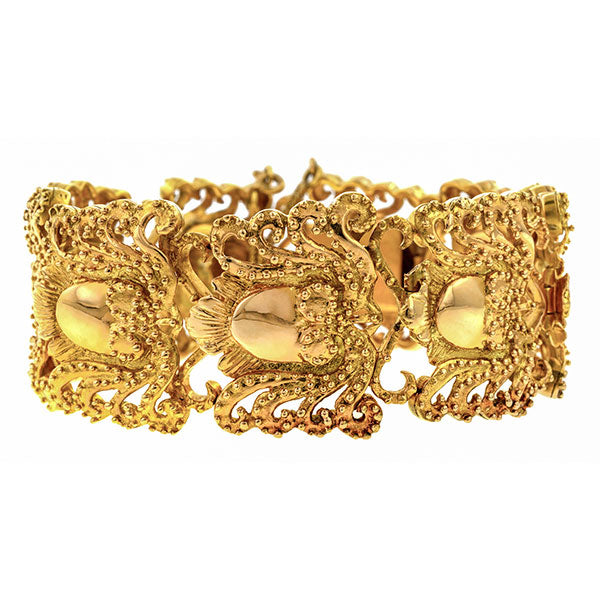 Vintage Gold Link Bracelet sold by Doyle and Doyle an antique and vintage jewelry boutique.