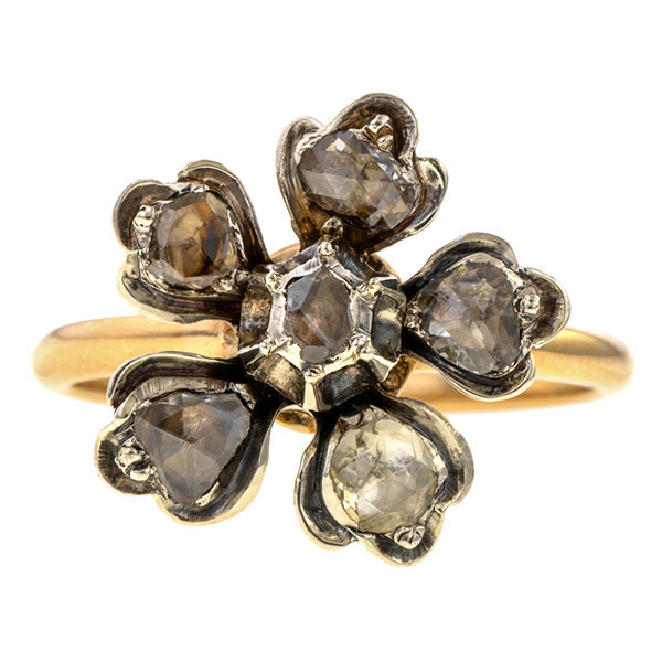 Antique Rose Cut Diamond Flower Ring sold by Doyle & Doyle vintage and antique jewelry boutique.