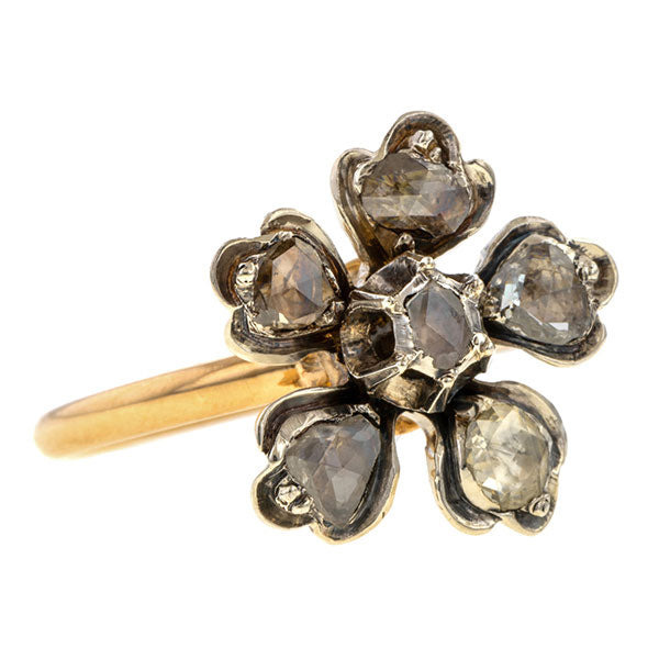 Antique Rose Cut Diamond Flower Ring sold by Doyle & Doyle vintage and antique jewelry boutique.