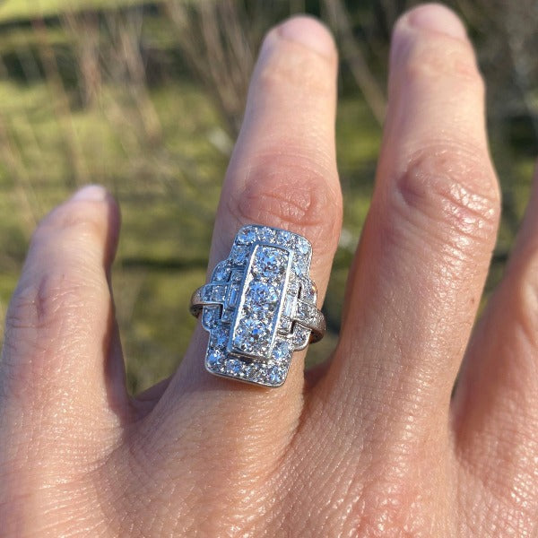 Art Deco Diamond Dinner Ring sold by Doyle & Doyle vintage and antique jewelry boutique.