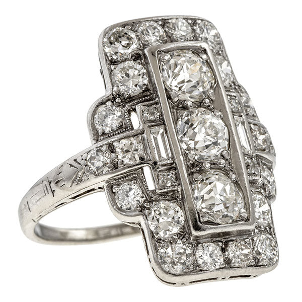 Art Deco Diamond Dinner Ring sold by Doyle & Doyle vintage and antique jewelry boutique.