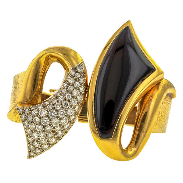 Vintage Diamond & Onyx Bracelet sold by Doyle & Doyle an antique and vintage jewelry boutique.