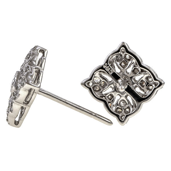 Filigree Diamond Stud Earrings sold by Doyle and Doyle an antique and vintage jewelry boutique
