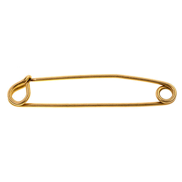 Vintage Yellow Gold Safety Pin sold by Doyle & Doyle an antique and vintage jewelry boutique.