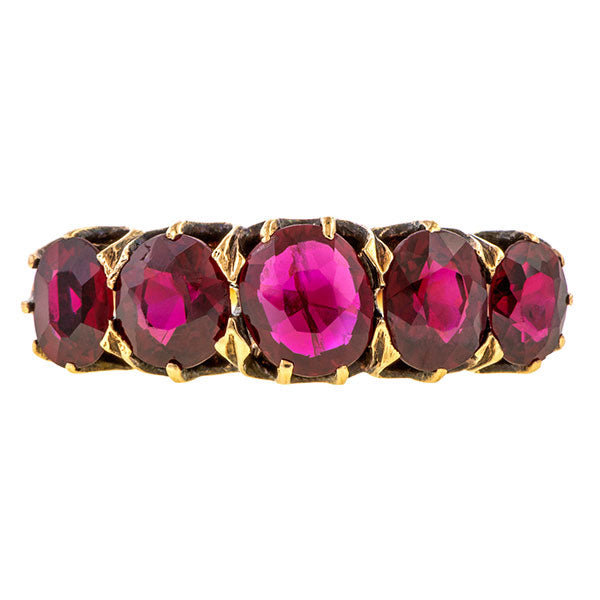 Antique Ruby Five Stone Ring sold by Doyle & Doyle vintage and antique jewelry boutique.