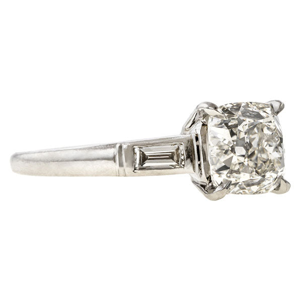 Vintage Engagement Ring, Cushion Cut 1.53ct. sold by Doyle & Doyle vintage and antique jewelry boutique.