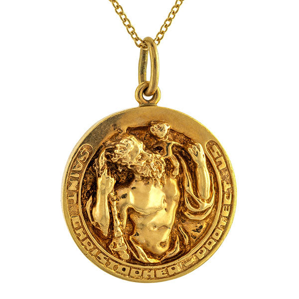 Vintage St. Christopher Charm Pendant Necklace