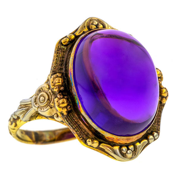 Vintage Amethyst Cabochon Ring sold by Doyle & Doyle antique & vintage jewelry boutique.