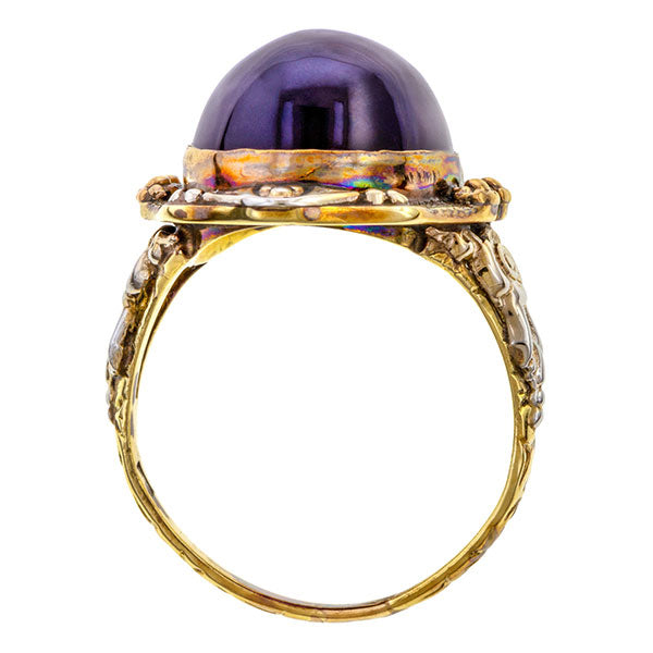 Vintage Amethyst Cabochon Ring sold by Doyle & Doyle antique & vintage jewelry boutique.